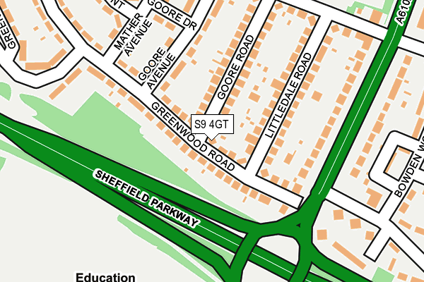 S9 4GT map - OS OpenMap – Local (Ordnance Survey)