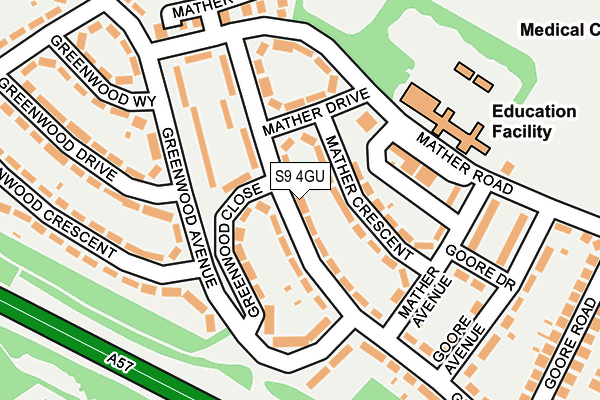 S9 4GU map - OS OpenMap – Local (Ordnance Survey)