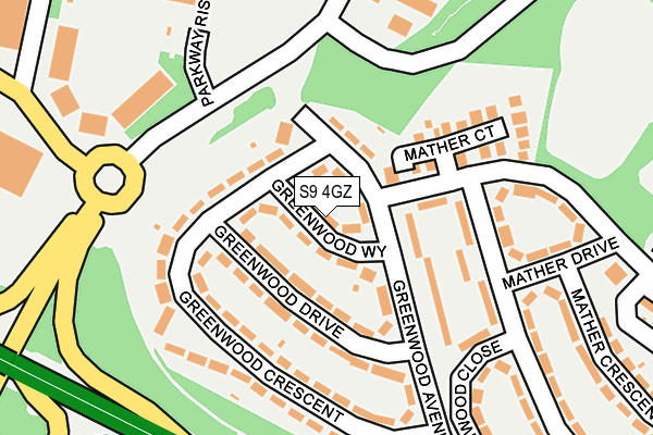 S9 4GZ map - OS OpenMap – Local (Ordnance Survey)