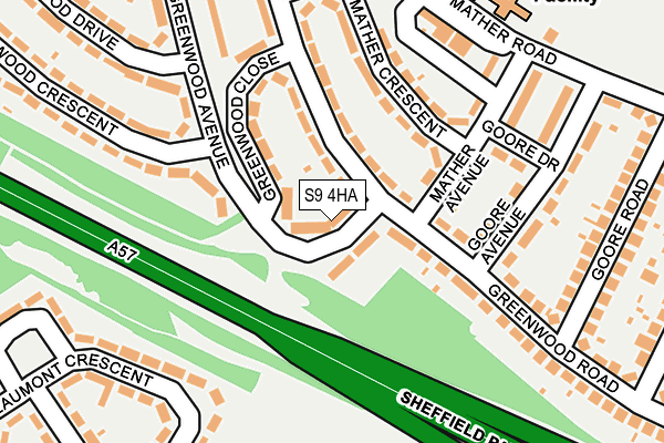 S9 4HA map - OS OpenMap – Local (Ordnance Survey)