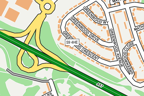 S9 4HE map - OS OpenMap – Local (Ordnance Survey)