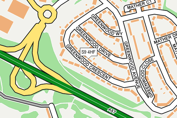 S9 4HF map - OS OpenMap – Local (Ordnance Survey)