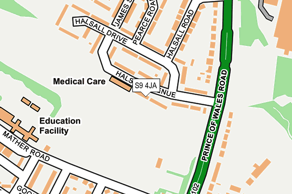 S9 4JA map - OS OpenMap – Local (Ordnance Survey)