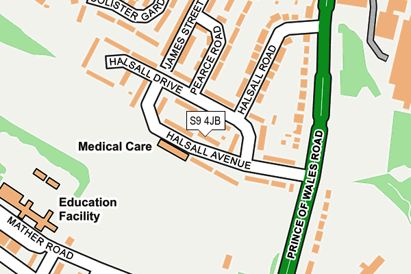 S9 4JB map - OS OpenMap – Local (Ordnance Survey)