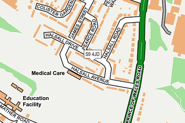 S9 4JD map - OS OpenMap – Local (Ordnance Survey)