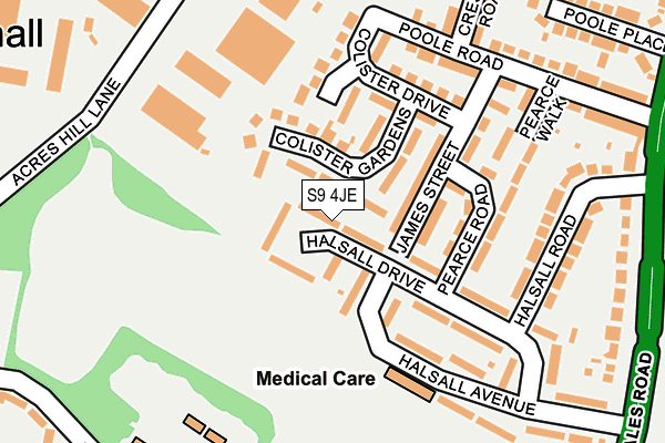 S9 4JE map - OS OpenMap – Local (Ordnance Survey)