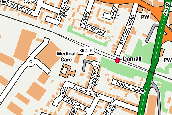 S9 4JS map - OS OpenMap – Local (Ordnance Survey)