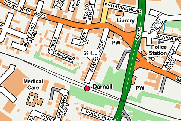 S9 4JU map - OS OpenMap – Local (Ordnance Survey)