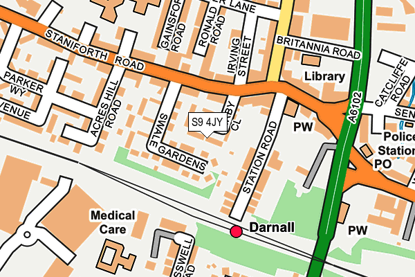 S9 4JY map - OS OpenMap – Local (Ordnance Survey)