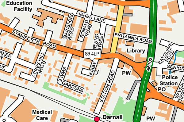 S9 4LP map - OS OpenMap – Local (Ordnance Survey)