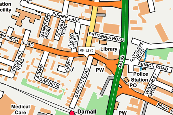 S9 4LQ map - OS OpenMap – Local (Ordnance Survey)