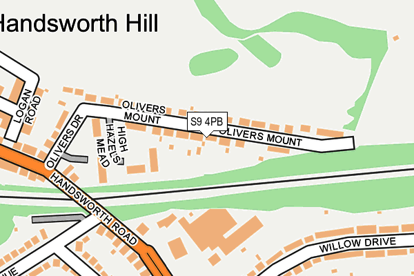 S9 4PB map - OS OpenMap – Local (Ordnance Survey)