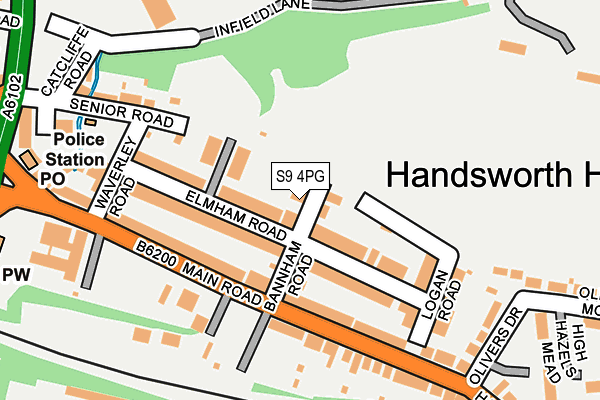 S9 4PG map - OS OpenMap – Local (Ordnance Survey)