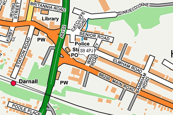 S9 4PJ map - OS OpenMap – Local (Ordnance Survey)