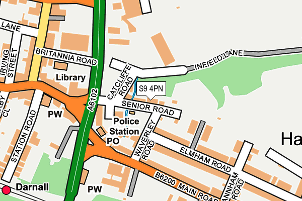 S9 4PN map - OS OpenMap – Local (Ordnance Survey)