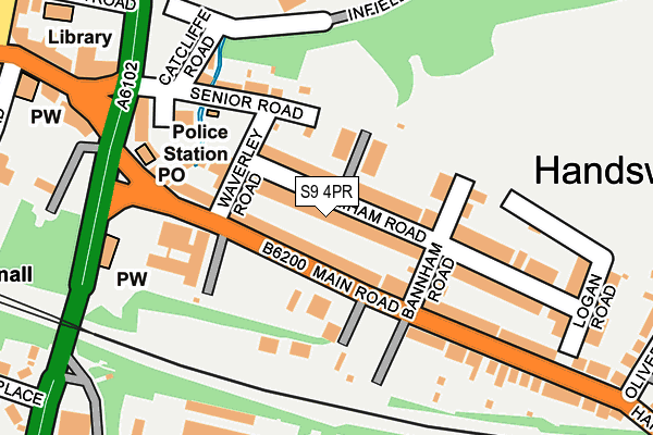 S9 4PR map - OS OpenMap – Local (Ordnance Survey)