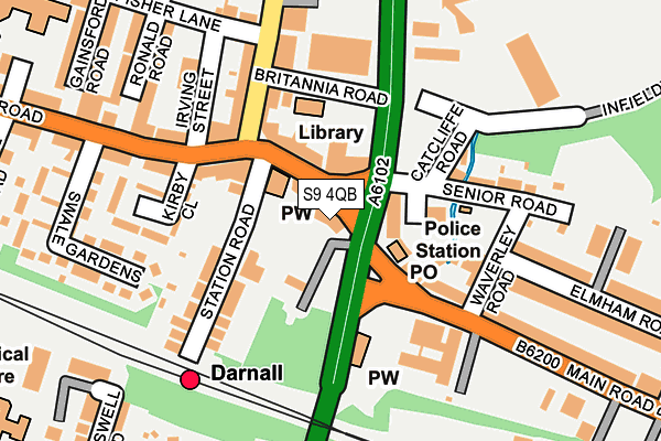 S9 4QB map - OS OpenMap – Local (Ordnance Survey)