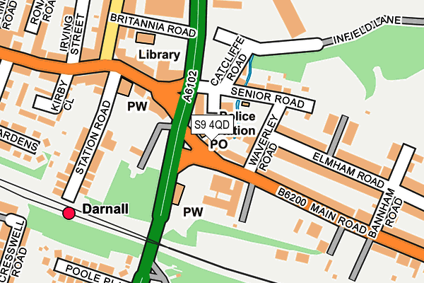 S9 4QD map - OS OpenMap – Local (Ordnance Survey)