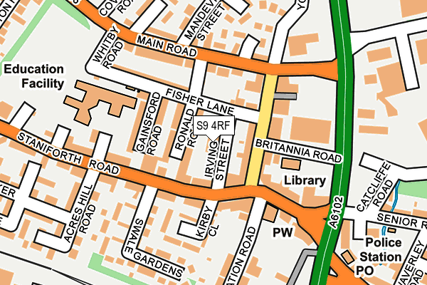 S9 4RF map - OS OpenMap – Local (Ordnance Survey)