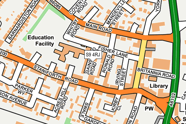 S9 4RJ map - OS OpenMap – Local (Ordnance Survey)