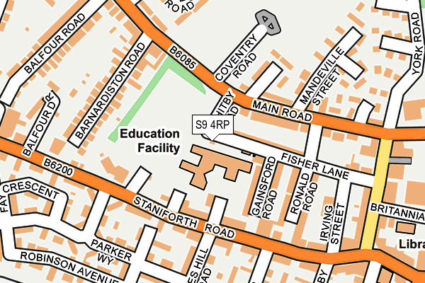 S9 4RP map - OS OpenMap – Local (Ordnance Survey)