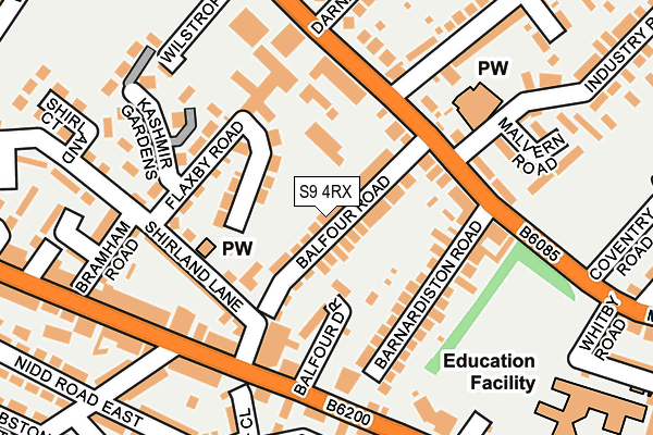 S9 4RX map - OS OpenMap – Local (Ordnance Survey)