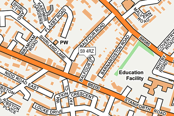 S9 4RZ map - OS OpenMap – Local (Ordnance Survey)