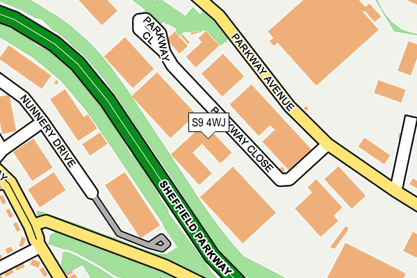 S9 4WJ map - OS OpenMap – Local (Ordnance Survey)