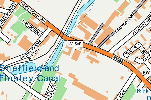 S9 5AB map - OS OpenMap – Local (Ordnance Survey)