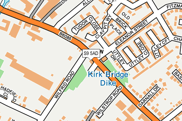 S9 5AD map - OS OpenMap – Local (Ordnance Survey)