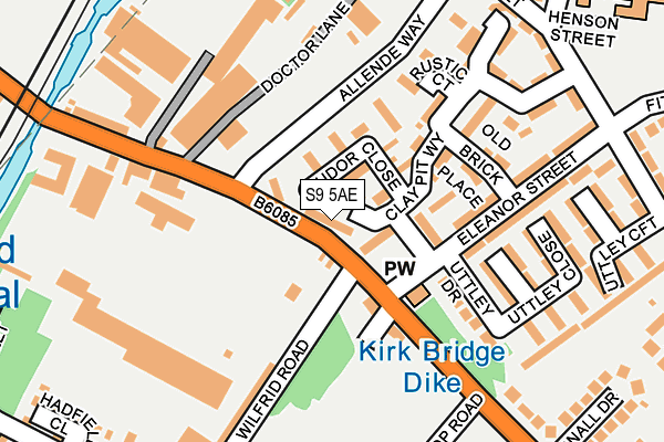 S9 5AE map - OS OpenMap – Local (Ordnance Survey)