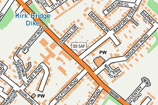 S9 5AF map - OS OpenMap – Local (Ordnance Survey)