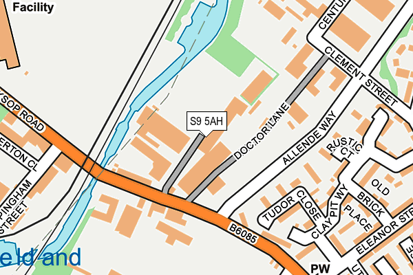 S9 5AH map - OS OpenMap – Local (Ordnance Survey)