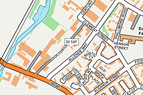 S9 5AP map - OS OpenMap – Local (Ordnance Survey)