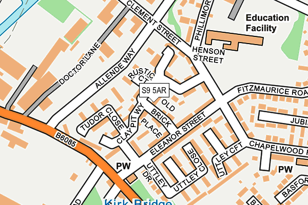 S9 5AR map - OS OpenMap – Local (Ordnance Survey)