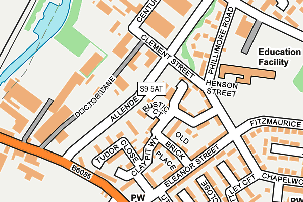S9 5AT map - OS OpenMap – Local (Ordnance Survey)