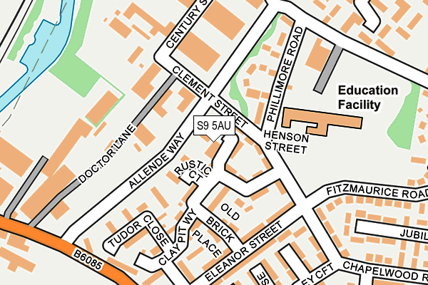 S9 5AU map - OS OpenMap – Local (Ordnance Survey)