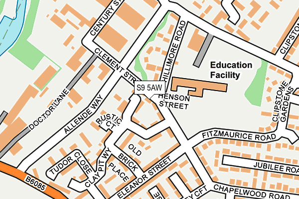 S9 5AW map - OS OpenMap – Local (Ordnance Survey)