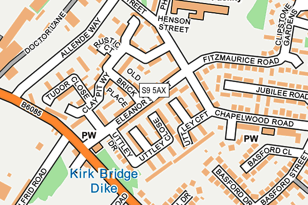 S9 5AX map - OS OpenMap – Local (Ordnance Survey)