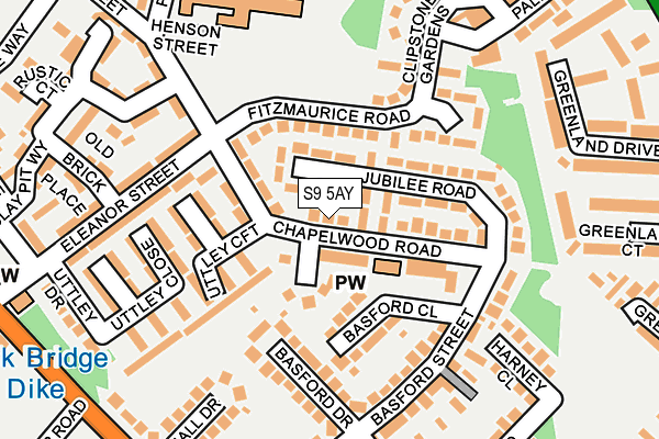 S9 5AY map - OS OpenMap – Local (Ordnance Survey)