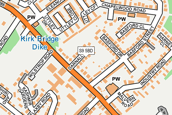 S9 5BD map - OS OpenMap – Local (Ordnance Survey)