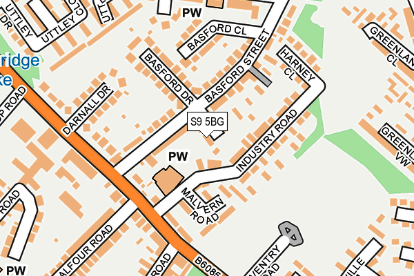 S9 5BG map - OS OpenMap – Local (Ordnance Survey)