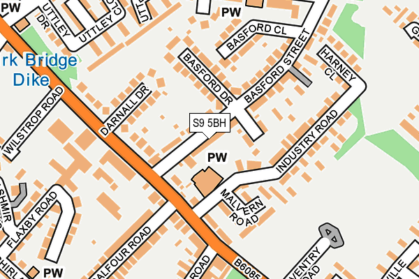 S9 5BH map - OS OpenMap – Local (Ordnance Survey)