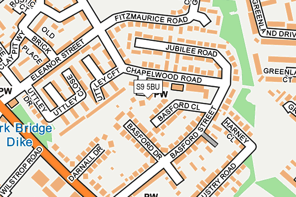 S9 5BU map - OS OpenMap – Local (Ordnance Survey)