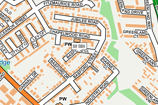S9 5BX map - OS OpenMap – Local (Ordnance Survey)