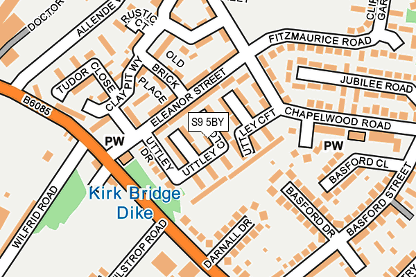 S9 5BY map - OS OpenMap – Local (Ordnance Survey)