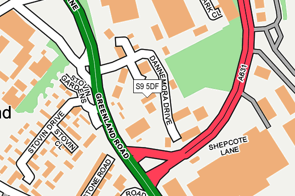 S9 5DF map - OS OpenMap – Local (Ordnance Survey)