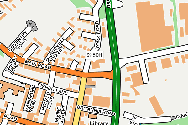 S9 5DH map - OS OpenMap – Local (Ordnance Survey)