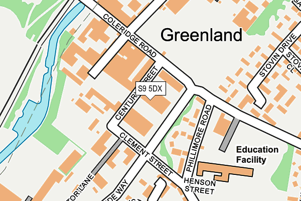 S9 5DX map - OS OpenMap – Local (Ordnance Survey)
