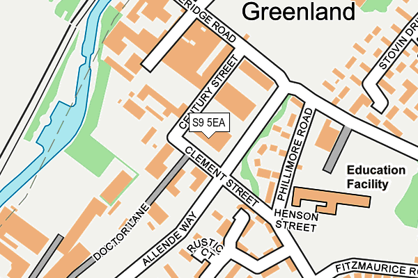 S9 5EA map - OS OpenMap – Local (Ordnance Survey)